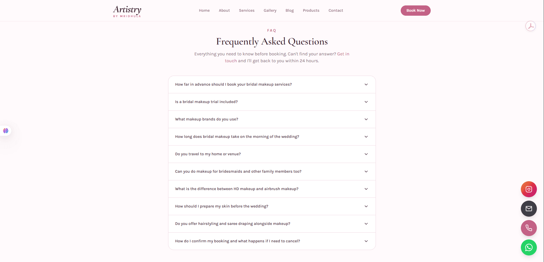 Frequently Asked Questions accordion page