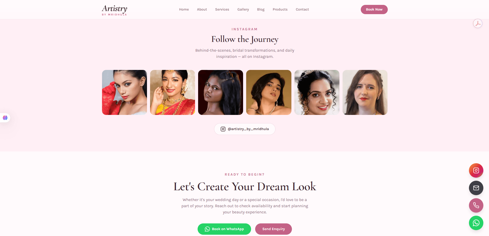 Follow the Journey Instagram grid and CTA