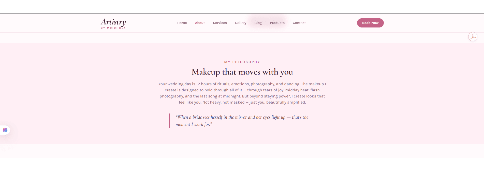Makeup that moves with you philosophy section