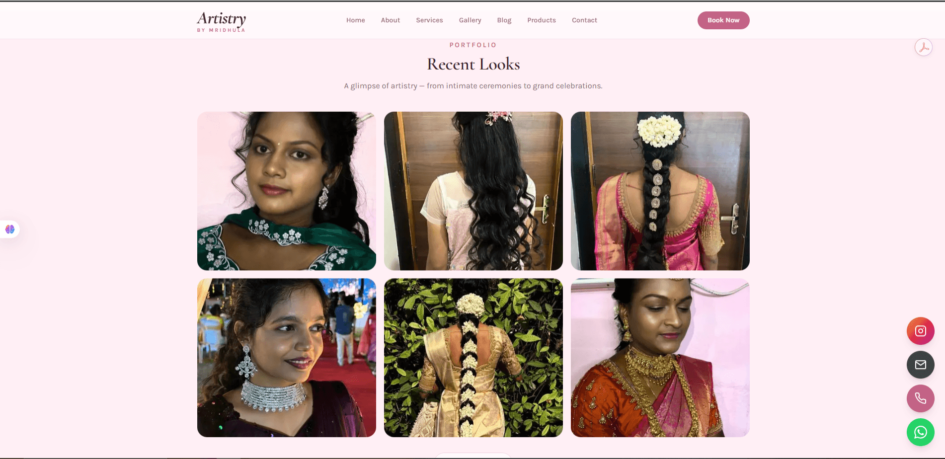 Recent Looks portfolio grid on the homepage