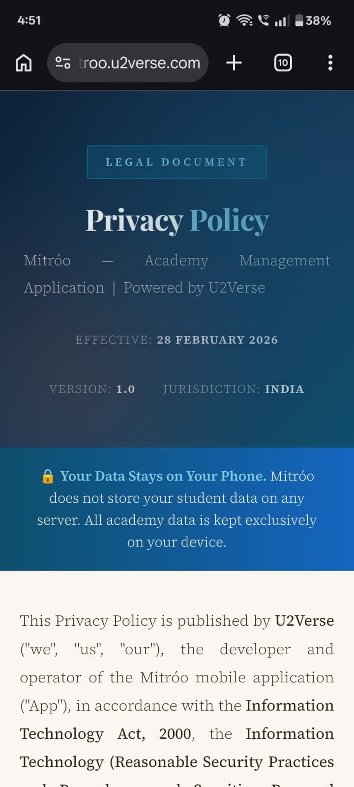 Privacy policy page
