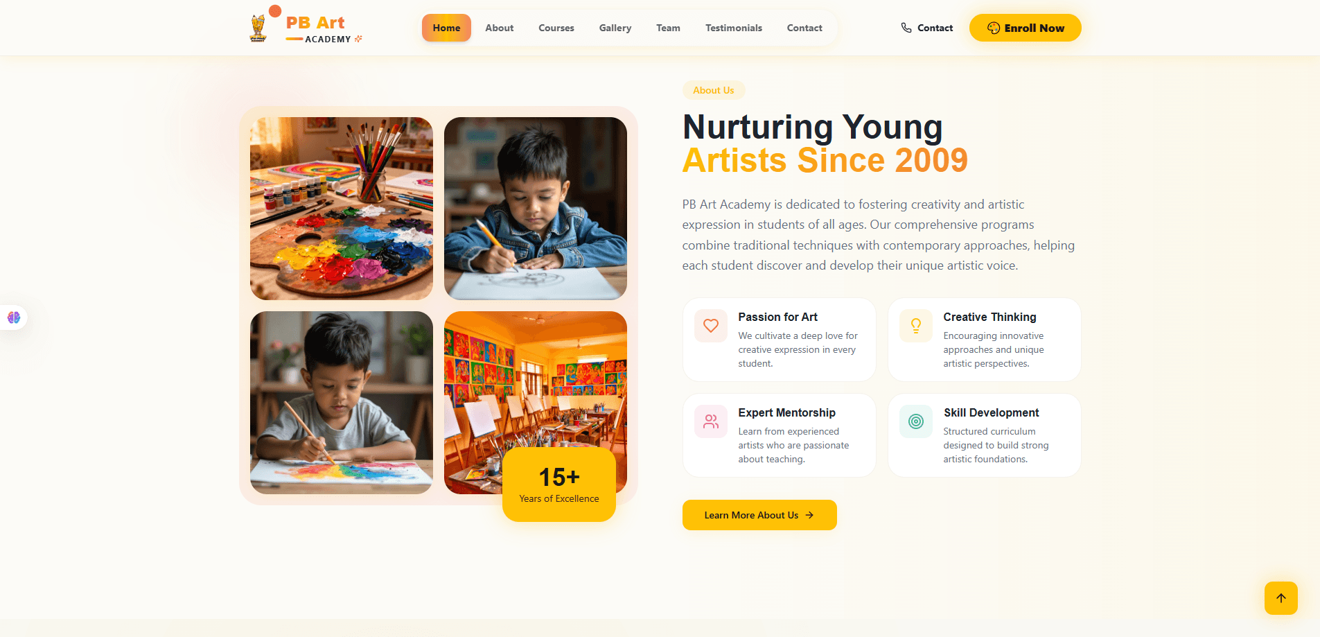 Homepage About preview with image collage