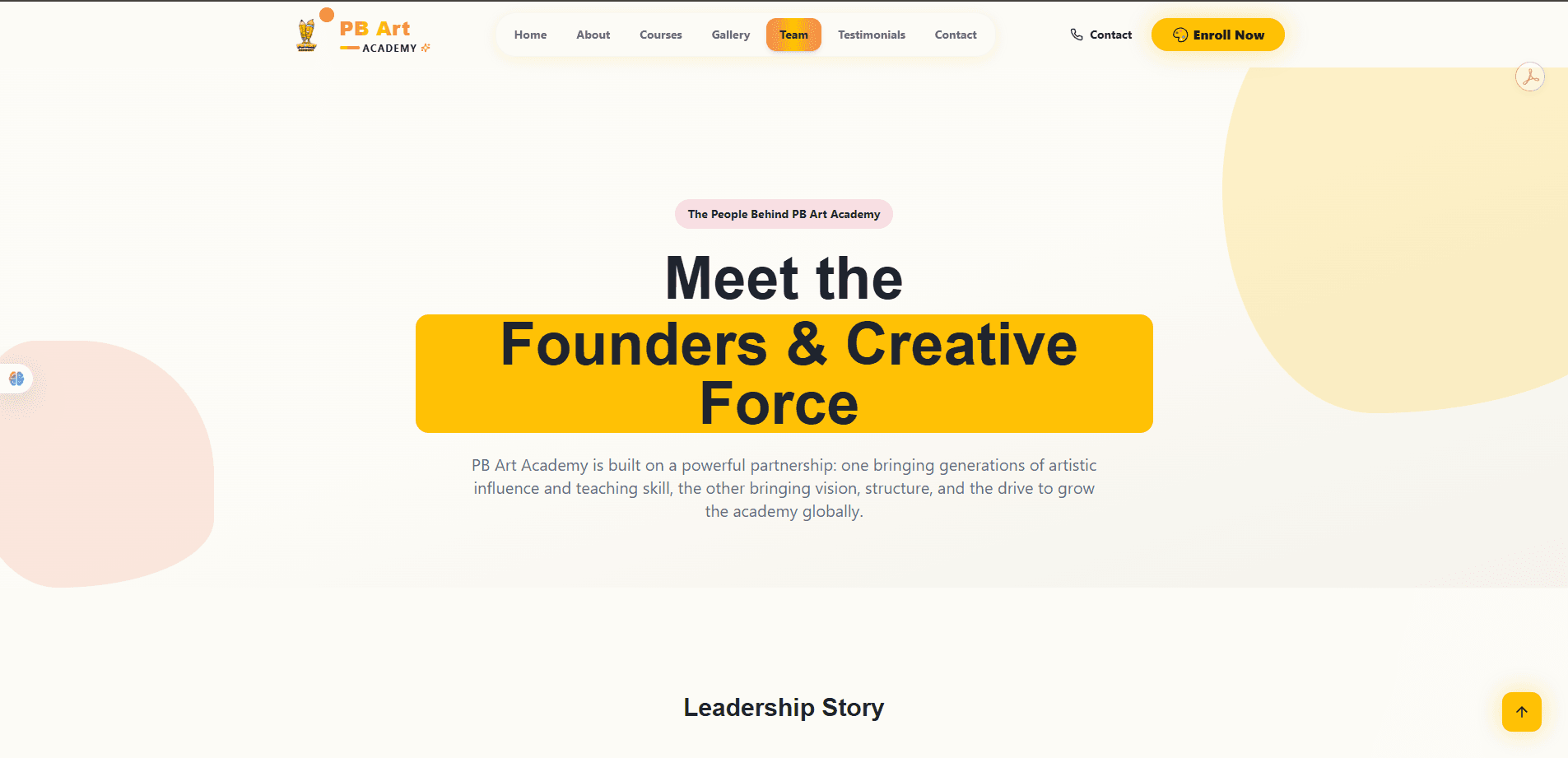 Team page hero — Meet the Founders and Creative Force