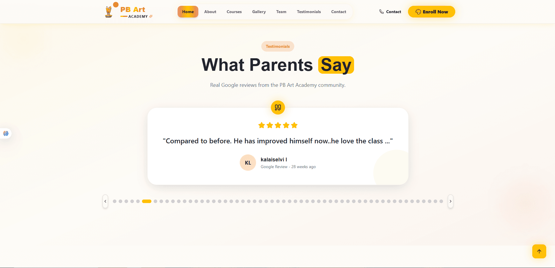 Homepage testimonial carousel preview