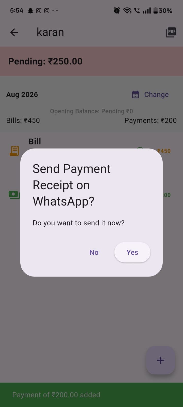 Send payment receipt on WhatsApp confirmation